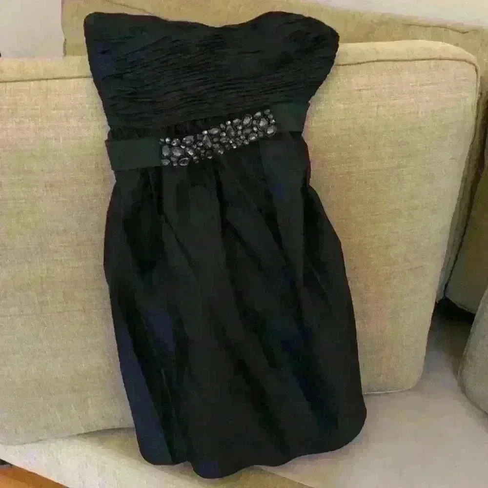 Vera Wang formal dress raw silk beaded accent belt